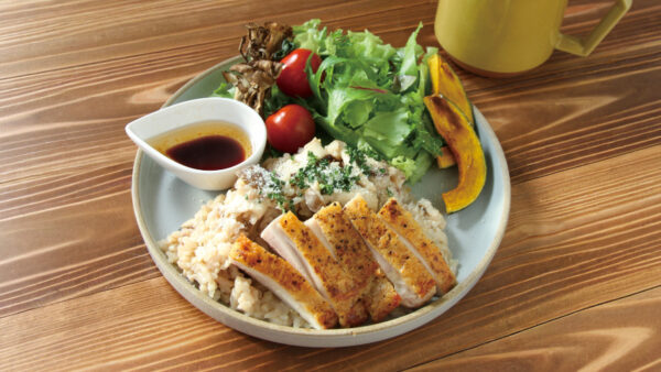 チキンときのこの豆乳味噌リゾット