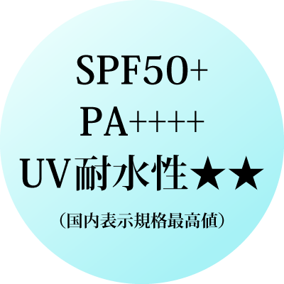 SPF50+ PA++++ UV耐水性★★（国内表示規格最高値）
